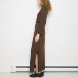 Francesca for Damon Dress, made in Italy, 15.5-inch shoulders, 58-inch length, 23-inch sleeves. Model is 5'11"