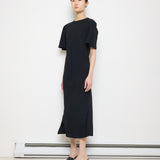 Jil Sander dress, made in Italy, European size 40, 49-inch length, 57% acetate, 43% viscose. Model is 5'9"