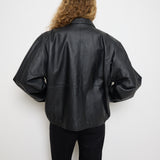 Caribou Creek Leather Jacket, 26-inch length, 22-inch dropped shoulder, 24.5-inch sleeves, size XXL, model 5'11"