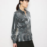 Bora Bora Blouse, size S, 70% rayon, 30% polyester. Model is 5'9". Lightweight vintage top with a relaxed fit