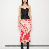 Angie Floral Skirt, 100% rayon, 30.5-inch length. Model is 5'9", in very good condition