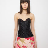 Frederick’s of Hollywood Corset, 34B, 14-inch length, nylon-spandex blend with acetate satin. Model is 5'9"