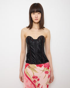 Frederick’s of Hollywood Corset, 34B, 14-inch length, nylon-spandex blend with acetate satin. Model is 5'9"
