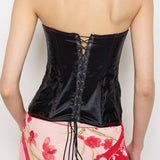 Frederick’s of Hollywood Corset, 34B, 14-inch length, nylon-spandex blend with acetate satin. Model is 5'9"