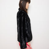 The Limited Faux Fur Jacket, 24-inch length, 15-inch shoulders, 24-inch sleeves. Model is 5'9", in very good condition