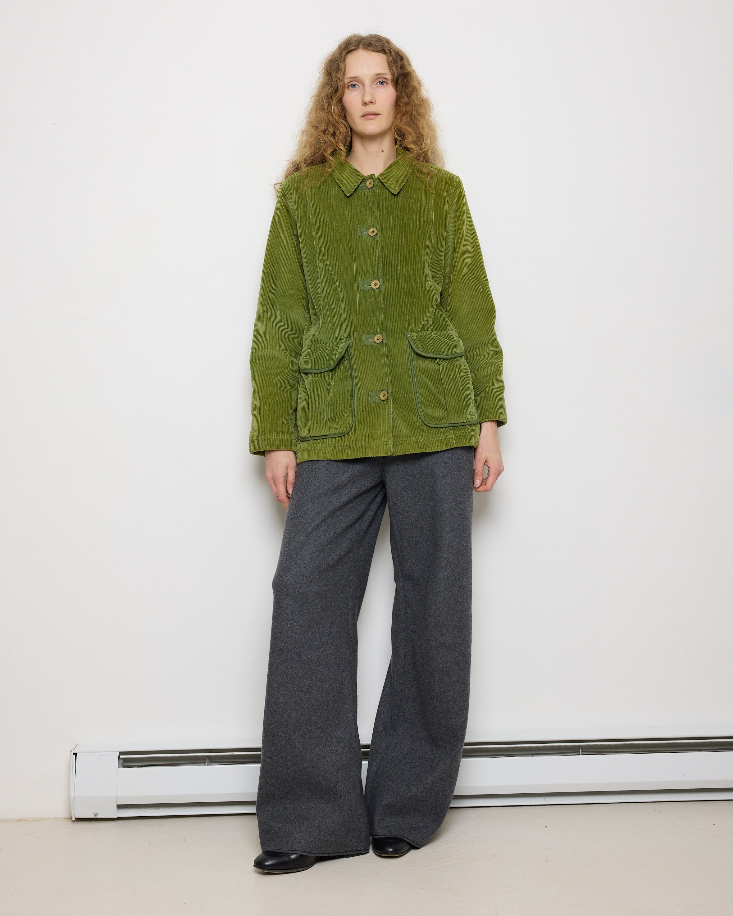 L.L. Bean Green Jacket, size L, 28-inch length, 15.5-inch shoulders, 23-inch sleeves. Model is 5'11", good condition 