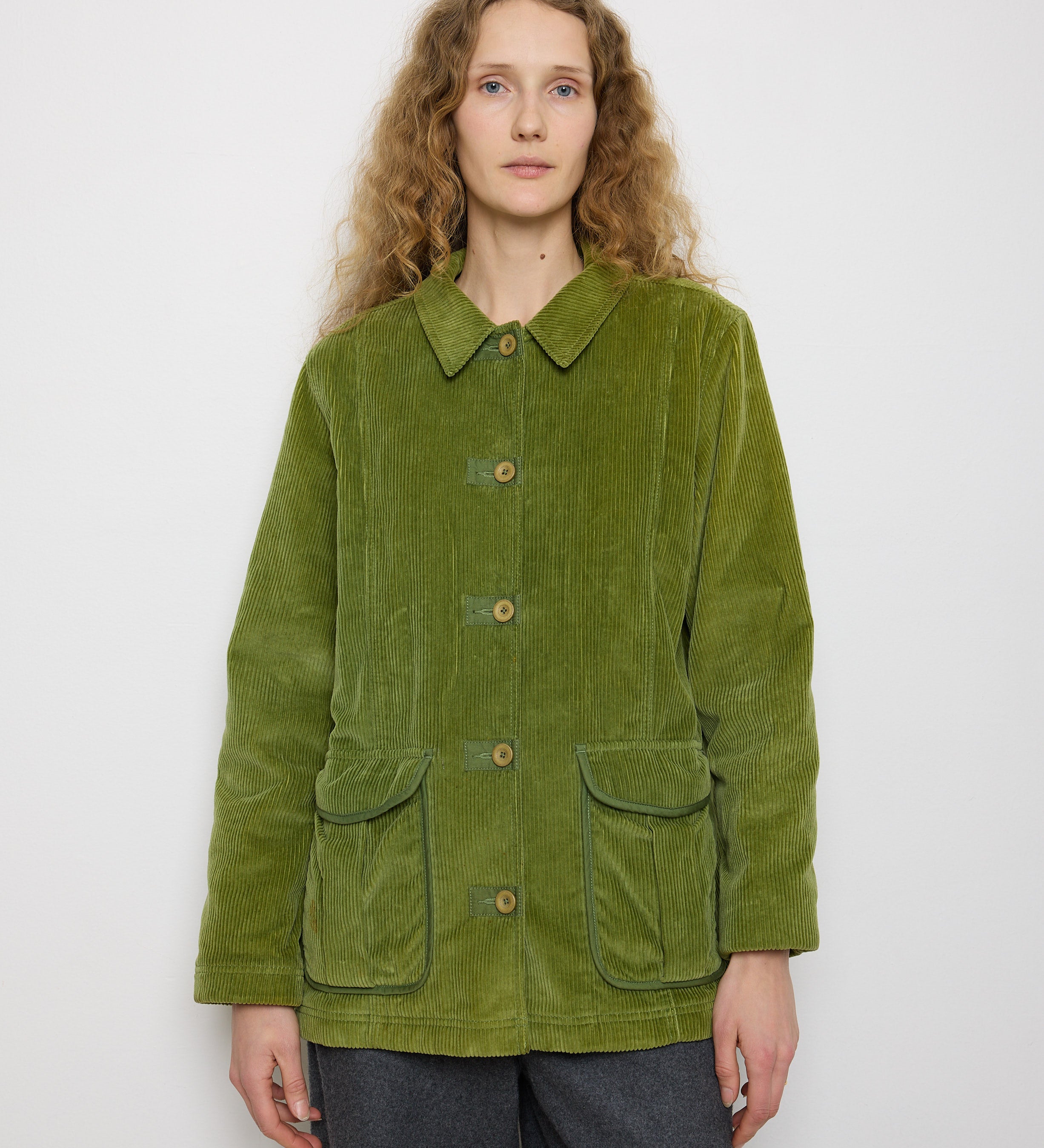 L.L. Bean Green Jacket, size L, 28-inch length, 15.5-inch shoulders, 23-inch sleeves. Model is 5'11", good condition 
