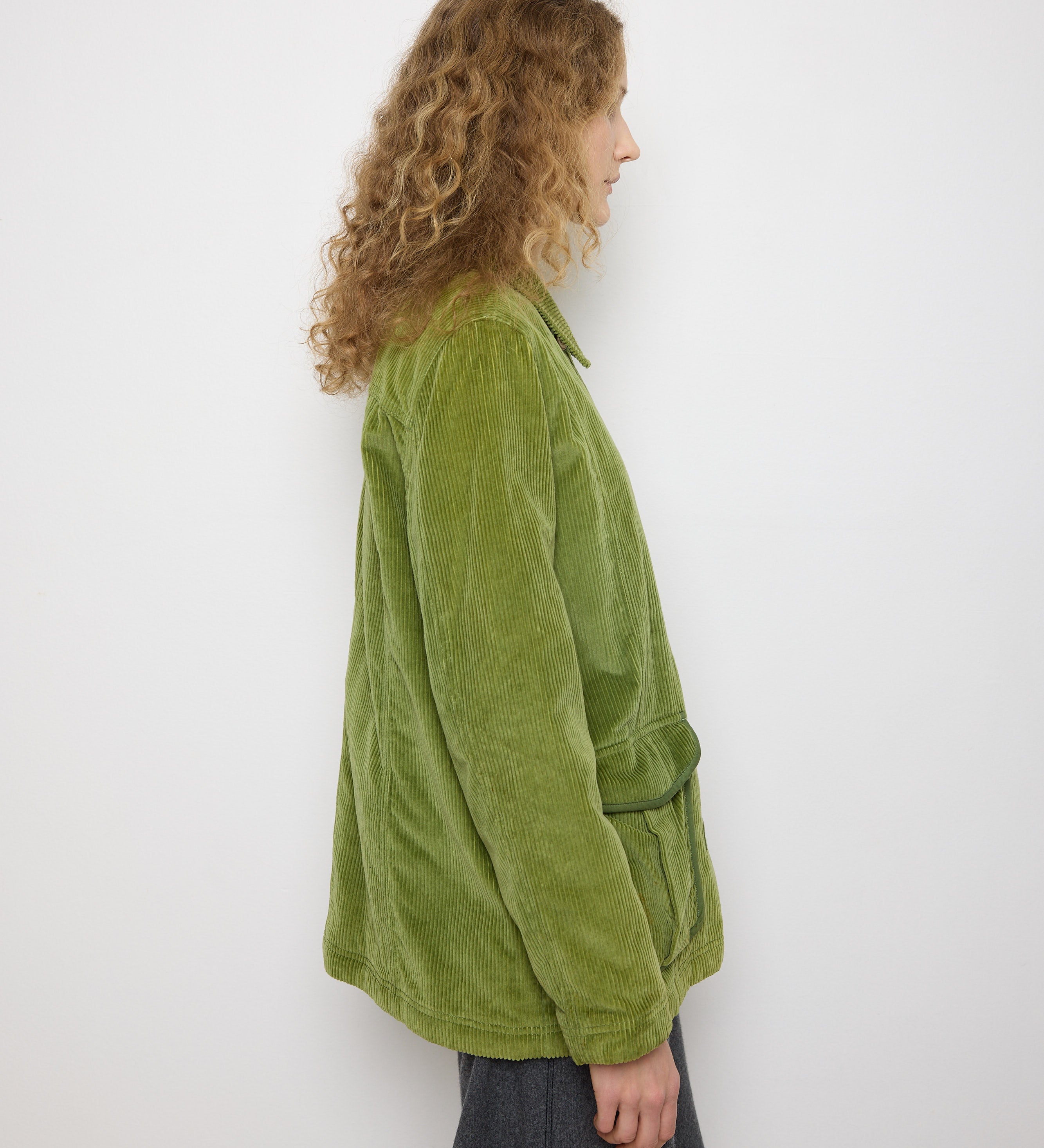 L.L. Bean Green Jacket, size L, 28-inch length, 15.5-inch shoulders, 23-inch sleeves. Model is 5'11", good condition 