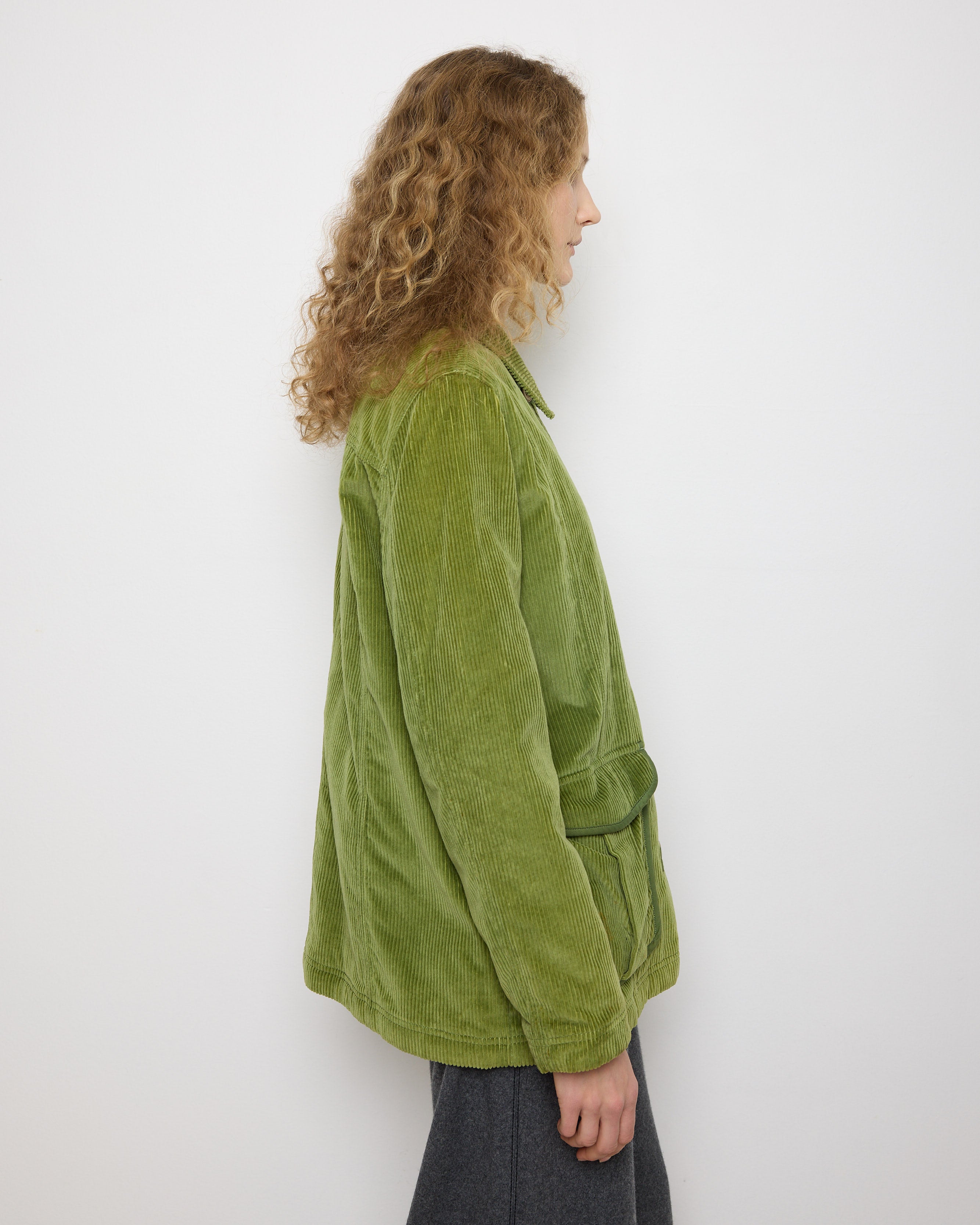 L.L. Bean Green Jacket, size L, 28-inch length, 15.5-inch shoulders, 23-inch sleeves. Model is 5'11", good condition 