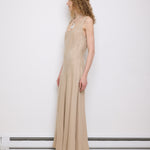 Spiagel Linen Dress, 60-inch length, size 12, suggested M–L. 100% linen. Model is 5'11", very good condition
