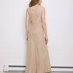 Spiagel Linen Dress, 60-inch length, size 12, suggested M–L. 100% linen. Model is 5'11", very good condition