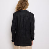 Liz Claiborne Linen Jacket, size 12, 30-inch length, 19-inch shoulders, 100% linen. Model is 5'11", very good condition