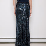 Sequined maxi skirt, size 8, 43-inch length, 15.5-inch waist. Model is 5'11", in perfect condition
