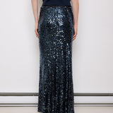 Sequined maxi skirt, size 8, 43-inch length, 15.5-inch waist. Model is 5'11", in perfect condition