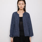 Reversible Blue Jacket, 22-inch length, 22-inch sleeves, 17-inch shoulders. Suggested size S–M. Good vintage condition