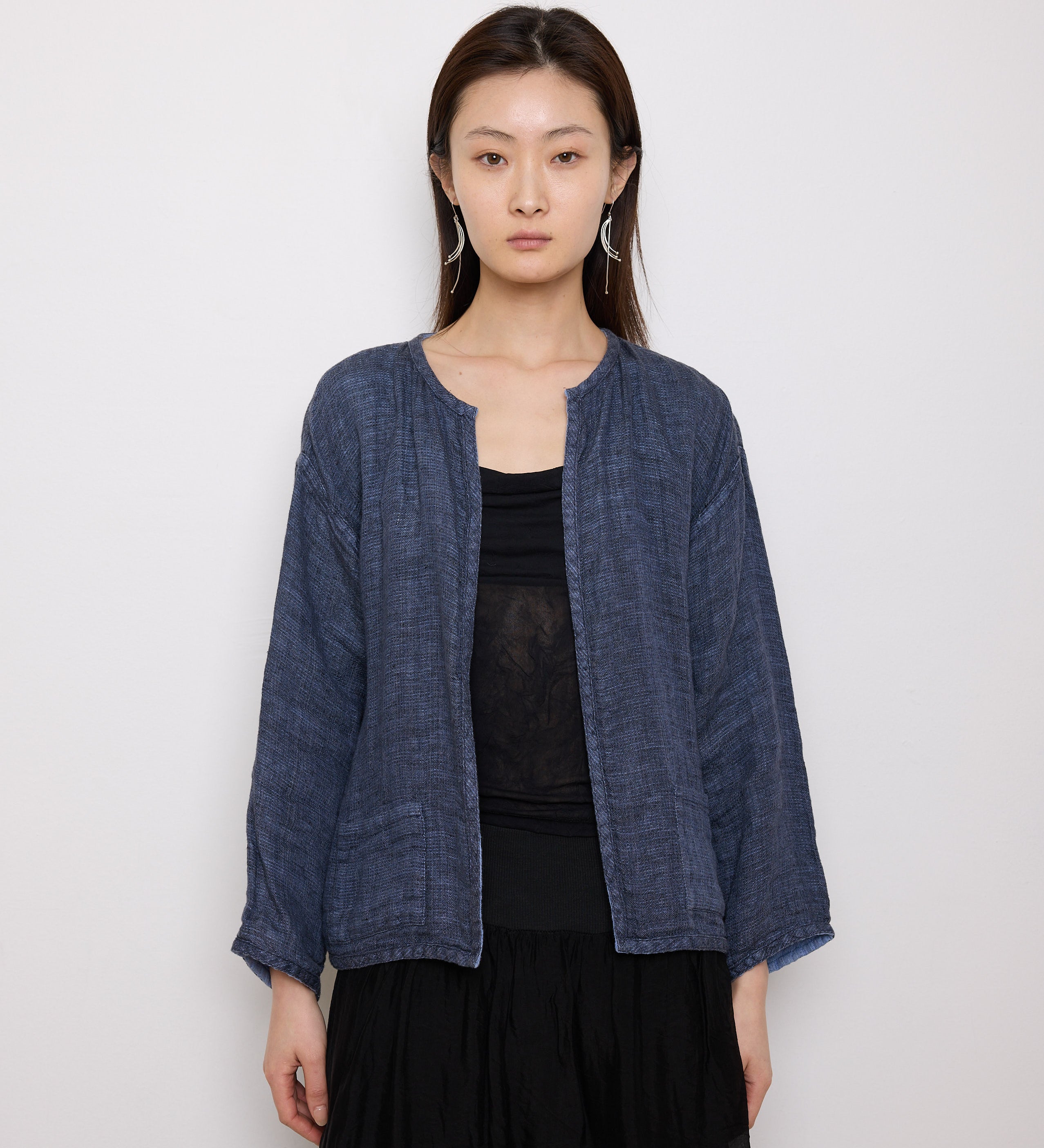 Reversible Blue Jacket, 22-inch length, 22-inch sleeves, 17-inch shoulders. Suggested size S–M. Good vintage condition