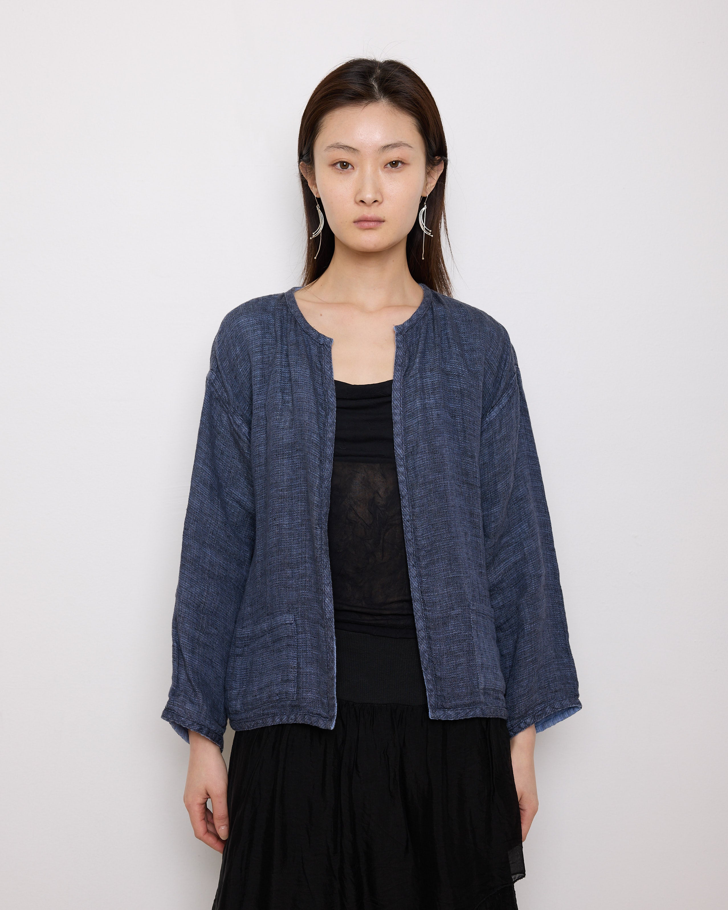 Reversible Blue Jacket, 22-inch length, 22-inch sleeves, 17-inch shoulders. Suggested size S–M. Good vintage condition