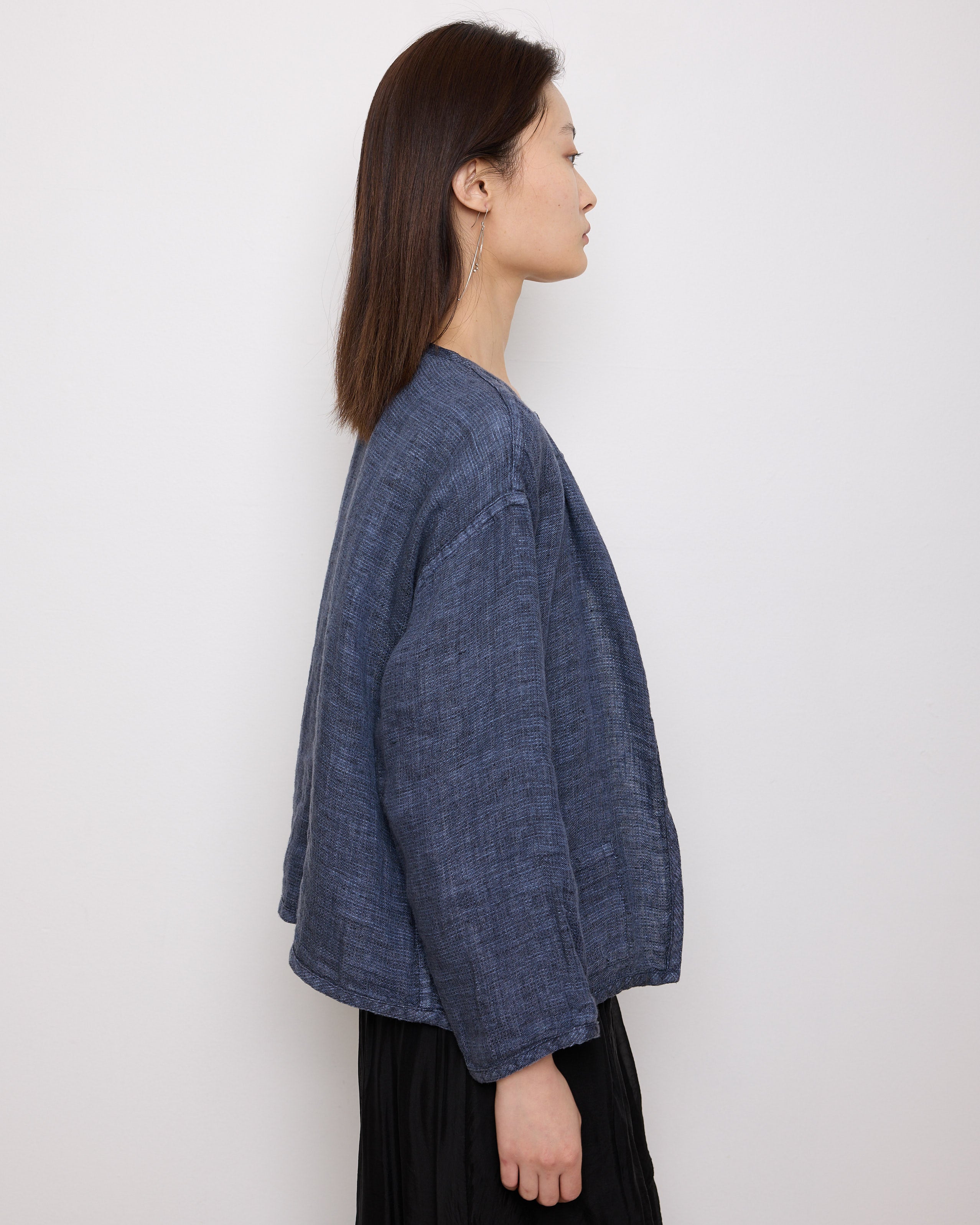 Reversible Blue Jacket, 22-inch length, 22-inch sleeves, 17-inch shoulders. Suggested size S–M. Good vintage condition