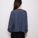 Reversible Blue Jacket, 22-inch length, 22-inch sleeves, 17-inch shoulders. Suggested size S–M. Good vintage condition