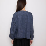 Reversible Blue Jacket, 22-inch length, 22-inch sleeves, 17-inch shoulders. Suggested size S–M. Good vintage condition