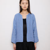 Reversible Blue Jacket, 22-inch length, 22-inch sleeves, 17-inch shoulders. Suggested size S–M. Good vintage condition