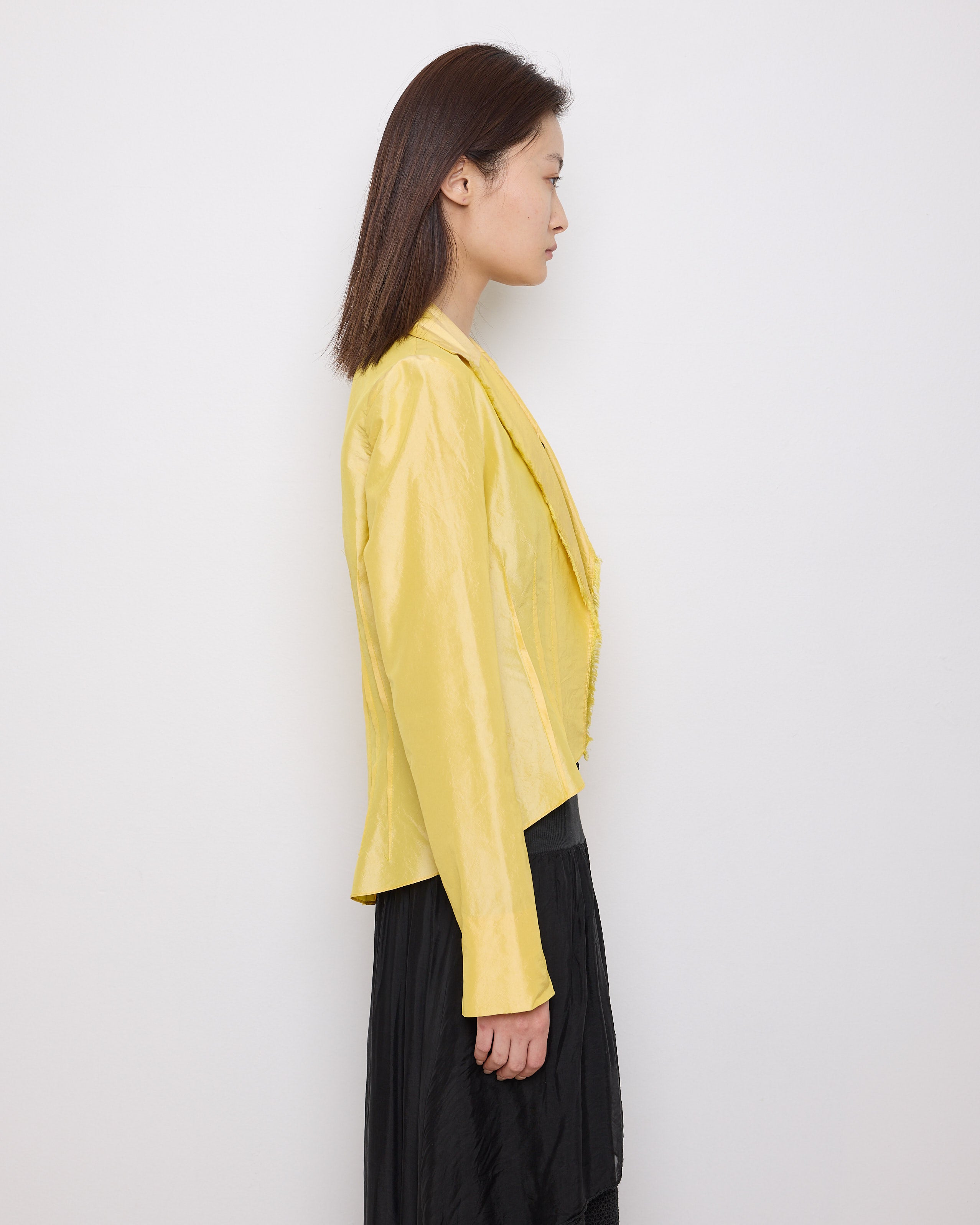 Gabrielle Carlson Yellow Blouse, size S, 20.5-inch front, 25-inch back, 15-inch shoulder. Very good condition