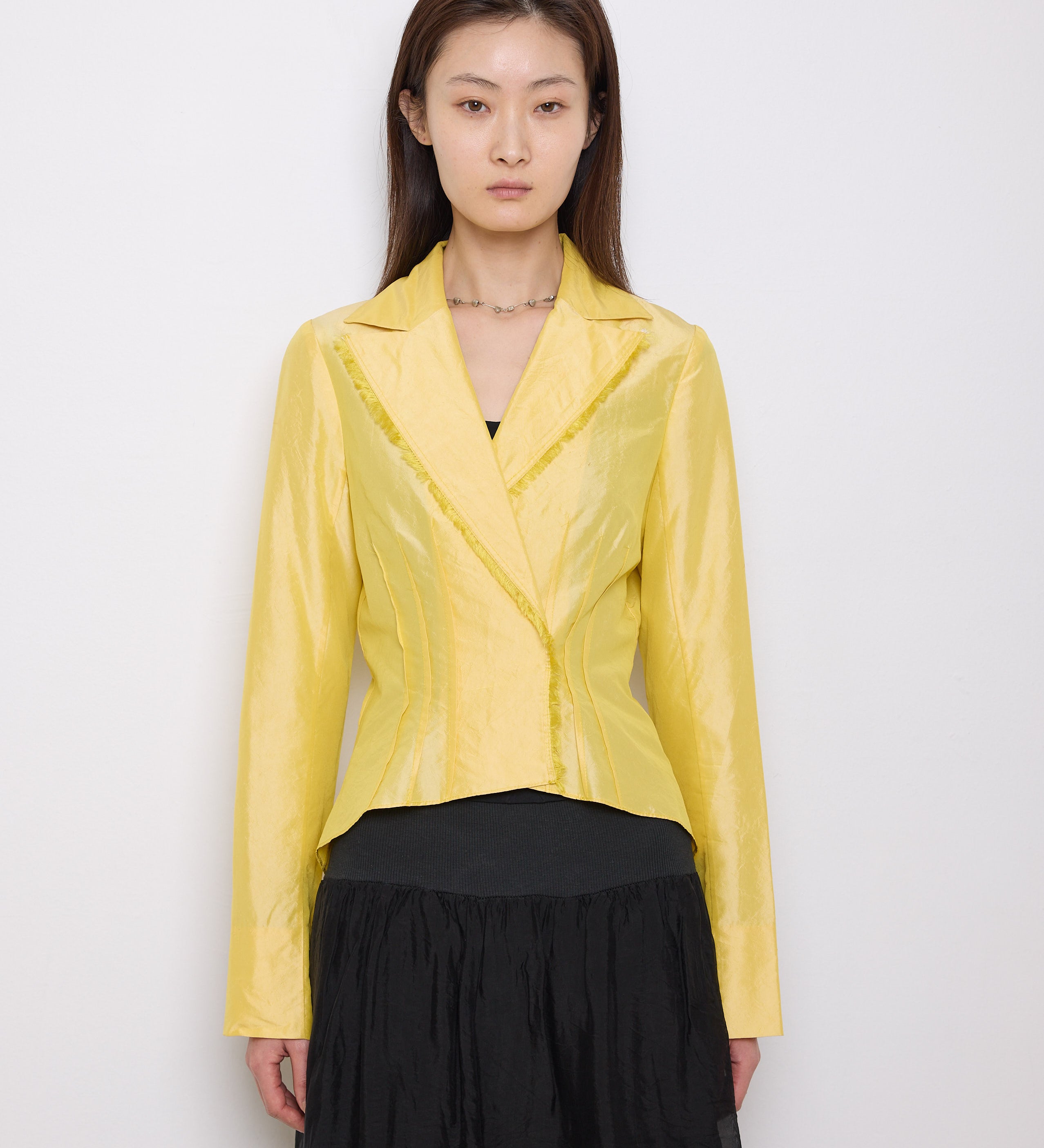 Gabrielle Carlson Yellow Blouse, size S, 20.5-inch front, 25-inch back, 15-inch shoulder. Very good condition