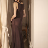 Brown Silk Sheer Sequin Dress