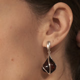 Vintage Sterling Silver Amber Drop Earrings