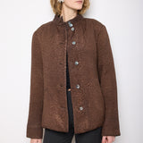 Reversible Pleated Jacket in Black/Brown