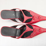 Prada Red Shoes in good condition with some signs of wear, size 38, featuring a timeless and elegant design