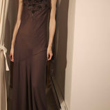 Brown Silk Sheer Sequin Dress