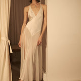 White Silk Slip Dress Sheer Bottom