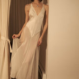 White Silk Slip Dress Sheer Bottom
