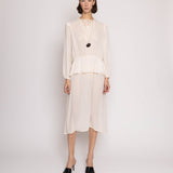 Discover the Robin Joy Semi Opaque Dress with Lace Appliqué – a 46.5-inch vintage dress with semi-opaque fabric and delicate lace details. In great condition. 15-inch waist for a flattering fit.