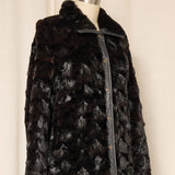 Fur Jacket with Leather Trim