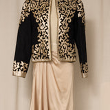 Oscar De La Renta Silver Gold Leather Embroideried Jacket