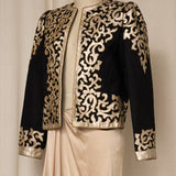 Oscar De La Renta Silver Gold Leather Embroideried Jacket