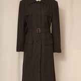 Angelica L. Charcoal Wool Blend Belted Coat