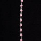 Sterling Silver Pink Stones Chain Bracelet
