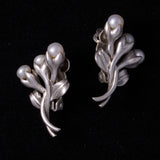 Sterling Silver Flower Shaped Clip-on Earrings with Pearls
