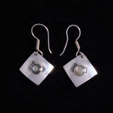 Sterling Silver Diamond Shaped Earrings with Moonstone