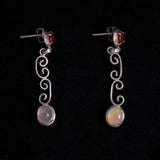 Sterling Silver Drop Earrings with Amber and Moonstone
