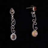 Sterling Silver Drop Earrings with Amber and Moonstone